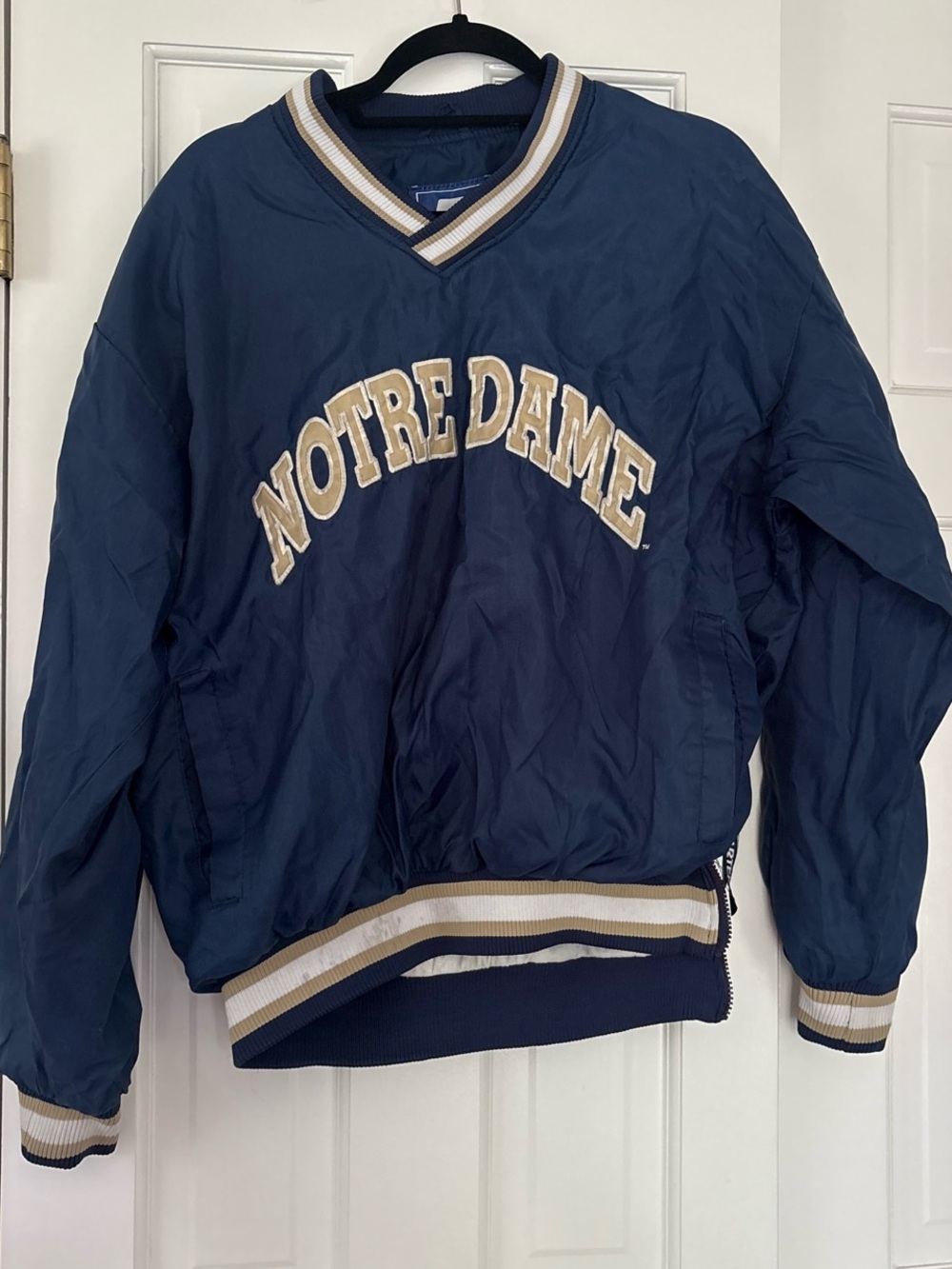 STARTER Navy and Gold Notre Dame Pullover Jacket